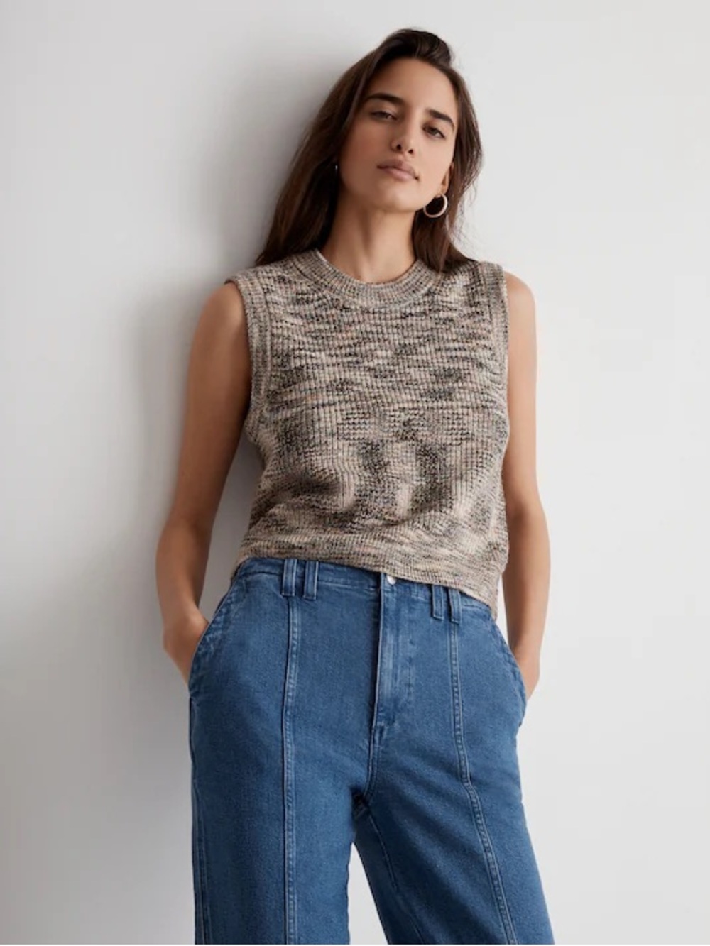 MADEWELL Space-Dyed Boulier Crewneck Sweater Classic Luxury Sleeveless Vest